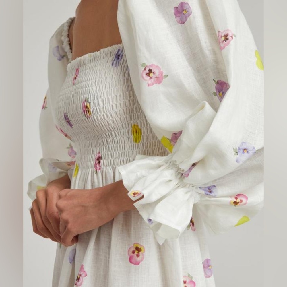SLEEPER ATLANTA PANSIES MIDI DRESS